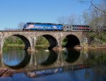 NJT 4502 leads westbound NJT Train 5179 over the Raritan River